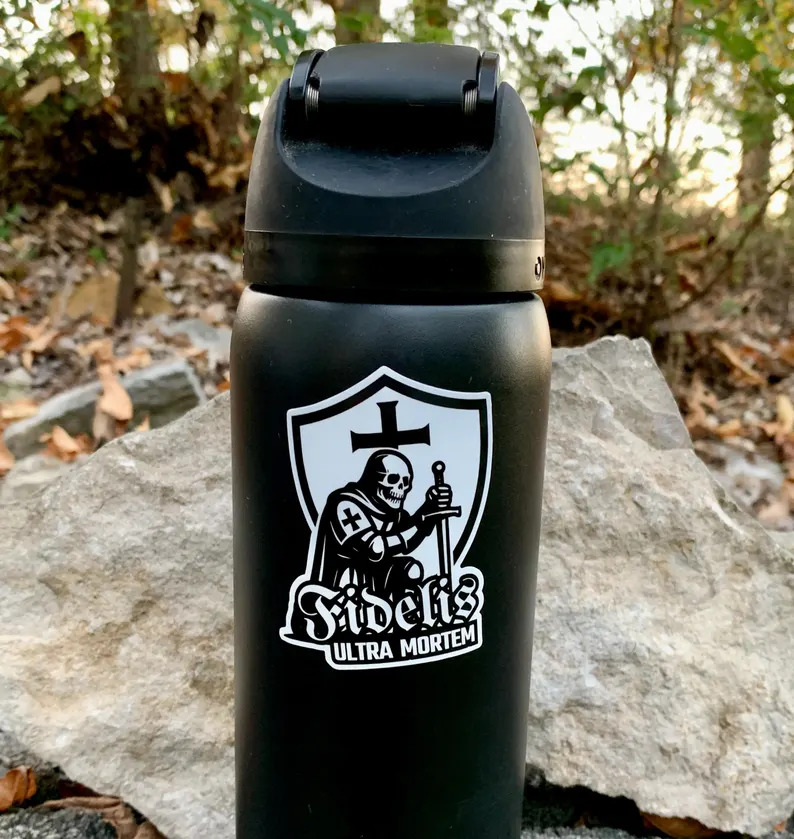 Fidelis Ultra Mortem skull-knight vinyl sticker